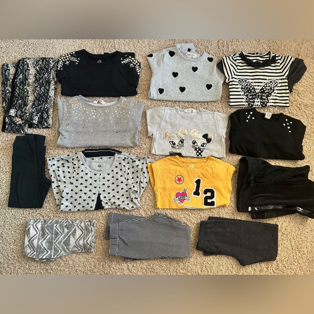 Girls size S 6/6X 14 piece long sleeve shirt H&M sweater sweatshirt pants lot